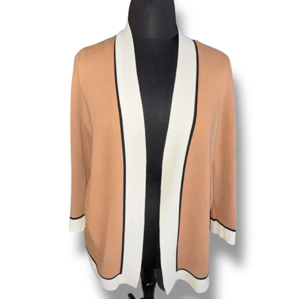 Talbots Plus Size Tipped Open-Front Cardigan - 1x… - image 2